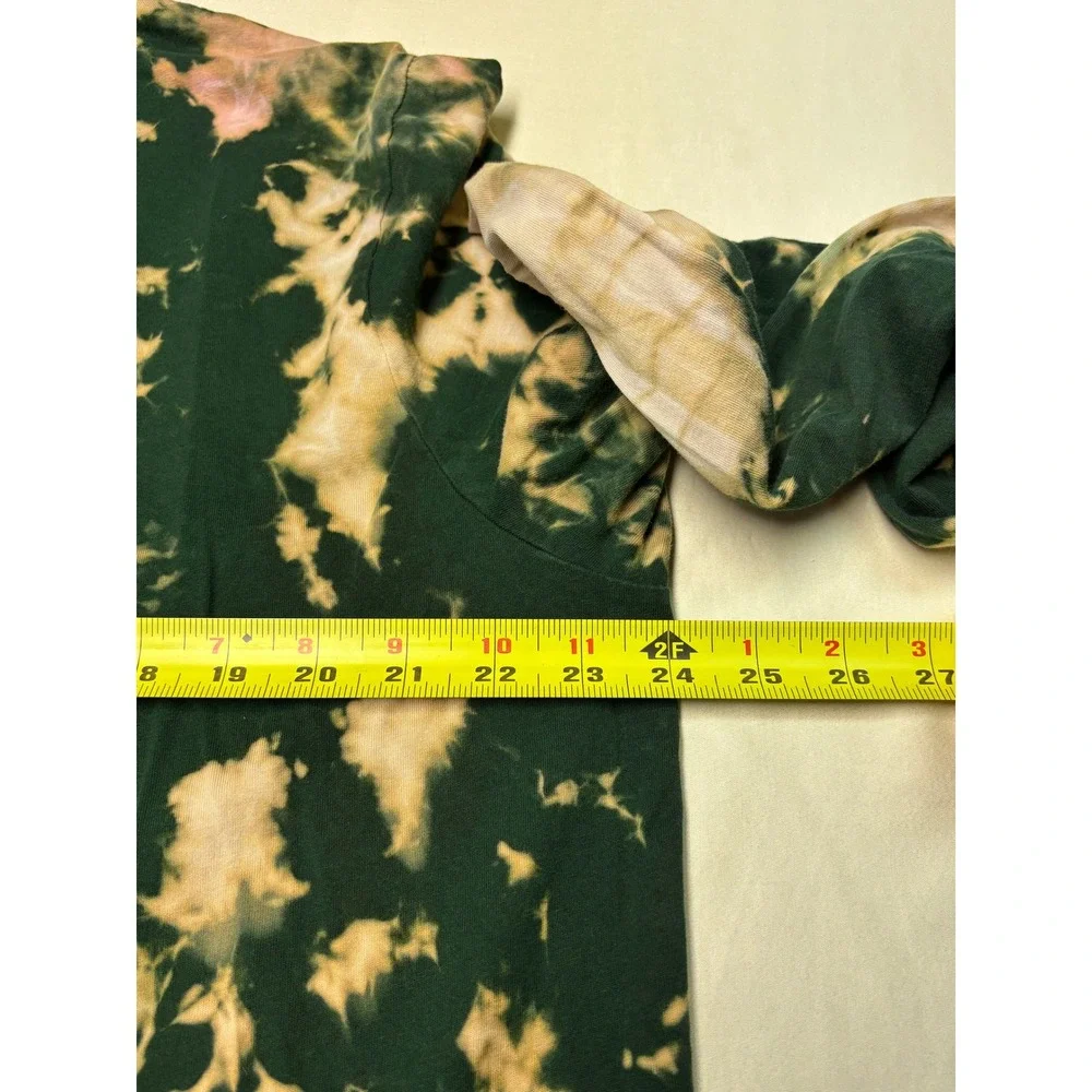 Polo Ralph Lauren Mens XL Long Sleeve Tie Dye Bleach Wash T-Shirt Green Red Pony